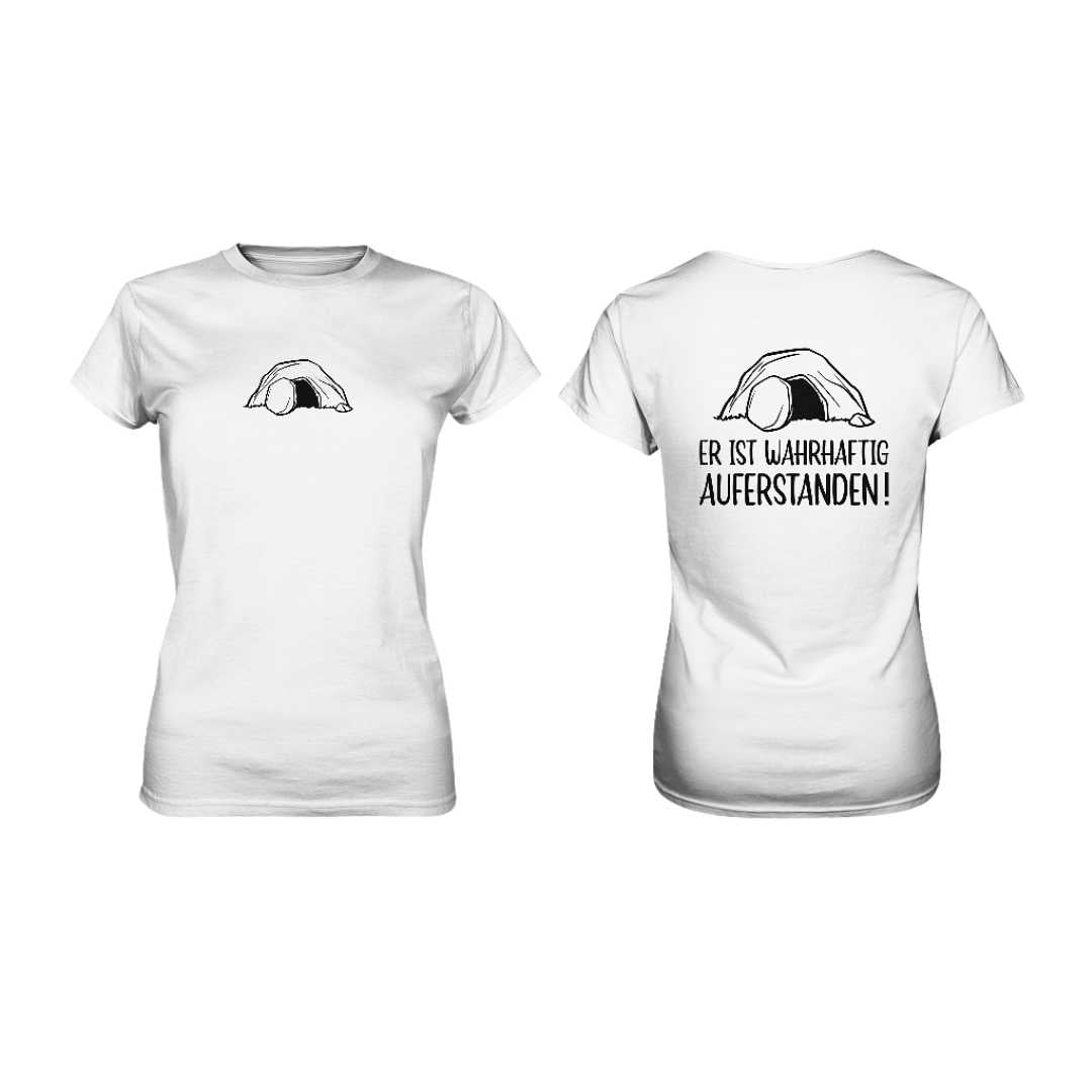 Lk 24,34 - Er ist wahrhaftig auferstanden! - Doppelseitig - Ladies Premium Shirt