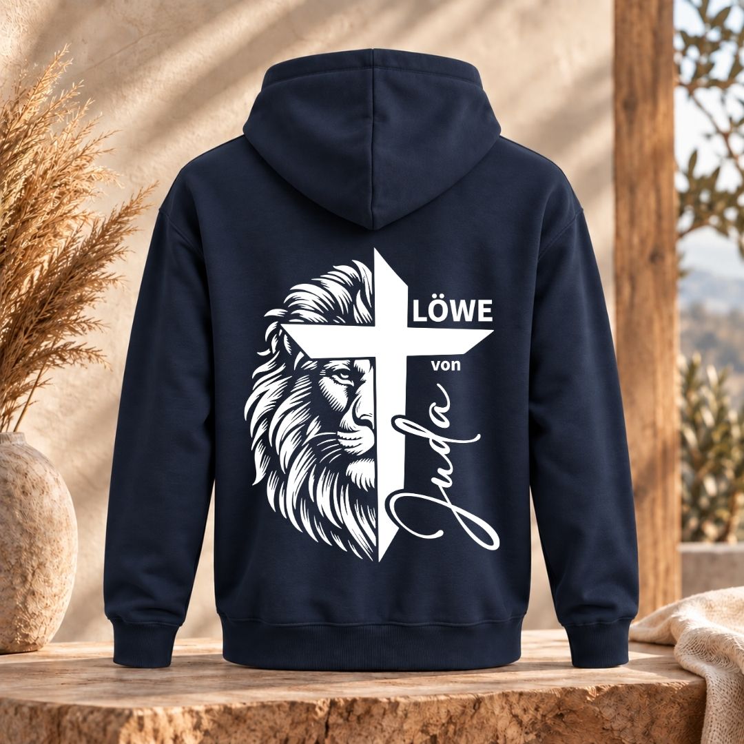 Offenbarung 5,5 - Löwe von Juda - Kreuz | Bio-Superflausch-Hoodie