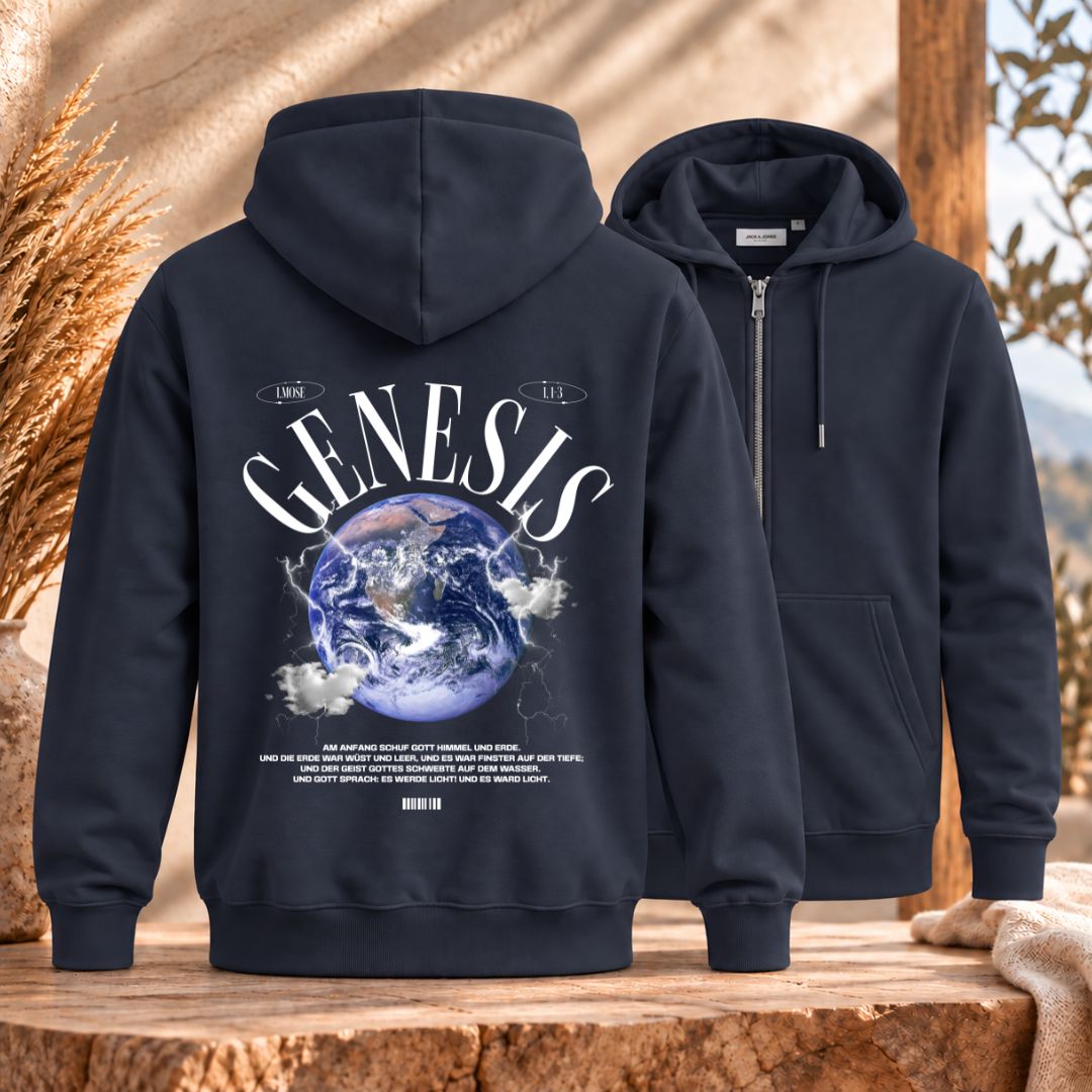 1.Mose 1,1-3 - GENESIS | Bio-Superflausch-Zipper