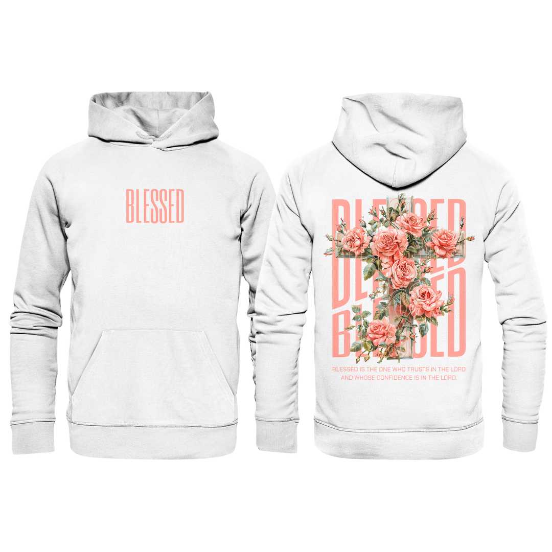 Jer 17,7 - BLESSED - floral - doppelseitiger Druck - Superflausch-Hoodie