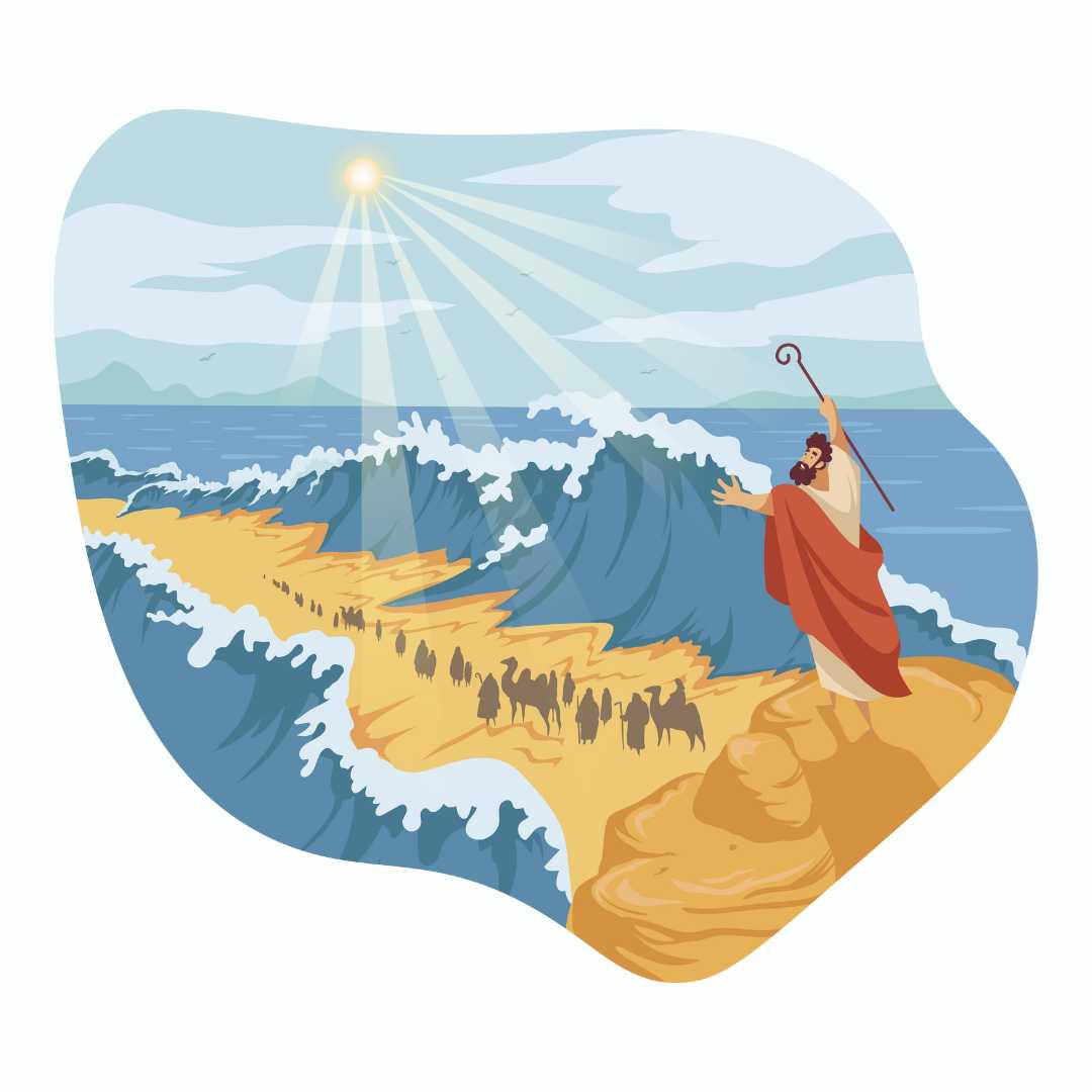 2.Mo 14 - Mose teilt das Meer - Bügelbild