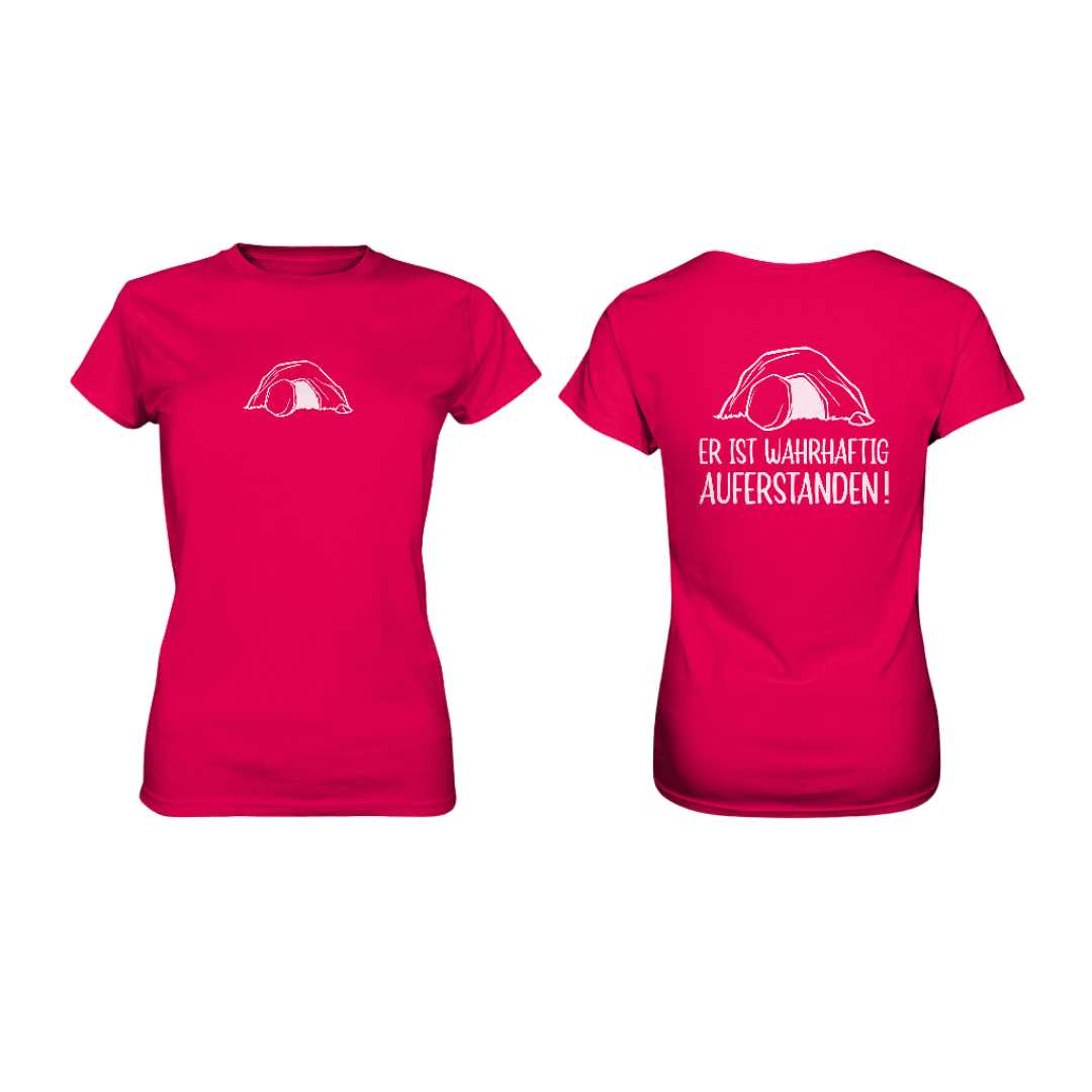 Lk 24,34 - Er ist wahrhaftig auferstanden! - Doppelseitig - Ladies Premium Shirt