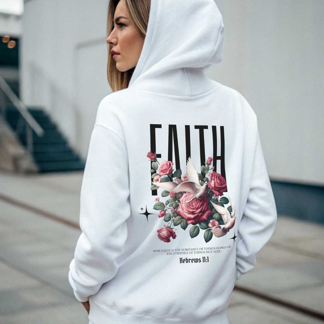 Hebr 11,1 - FAITH - doppelseitiger Druck - Superflausch-Hoodie