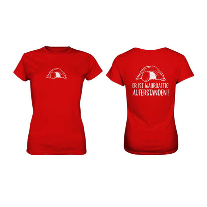 Lk 24,34 - Er ist wahrhaftig auferstanden! - Doppelseitig - Ladies Premium Shirt