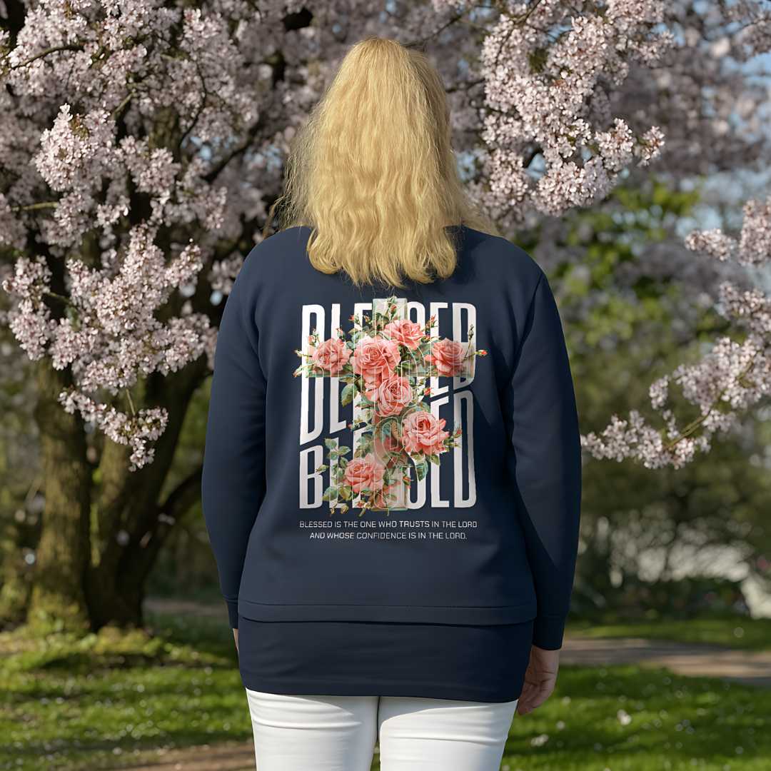 Jer 17,7 - BLESSED - Oversize-Damen-Sweatshirt - doppelseitiger Druck