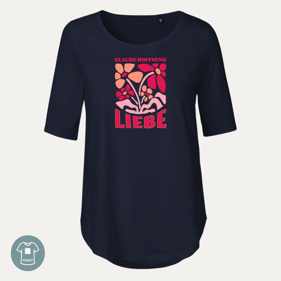 1.Korinther 13,13 - Glaube Hoffnung Liebe - Retro Flowers | Ladies Comfort Shirt