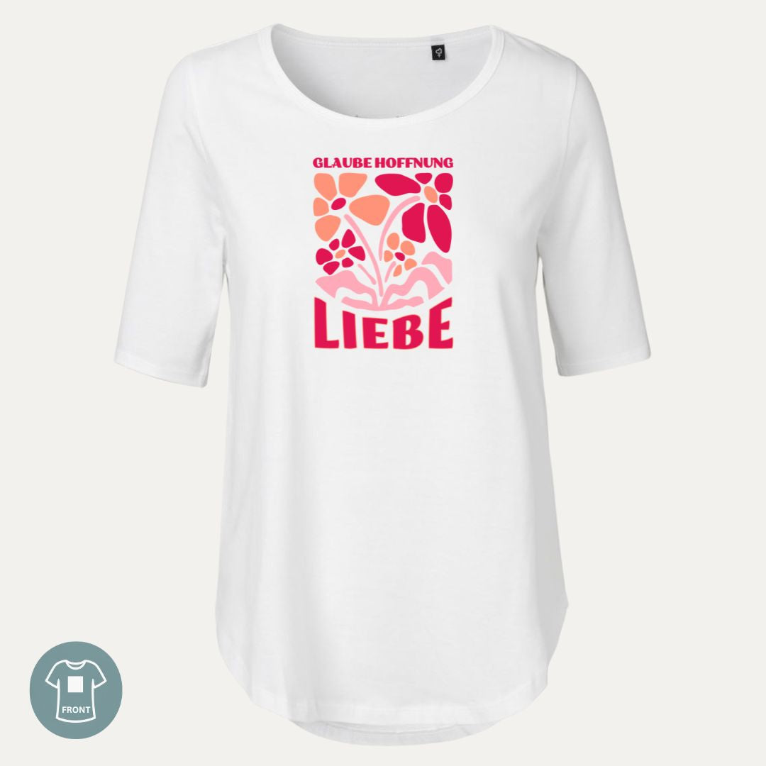 1.Korinther 13,13 - Glaube Hoffnung Liebe - Retro Flowers | Ladies Comfort Shirt