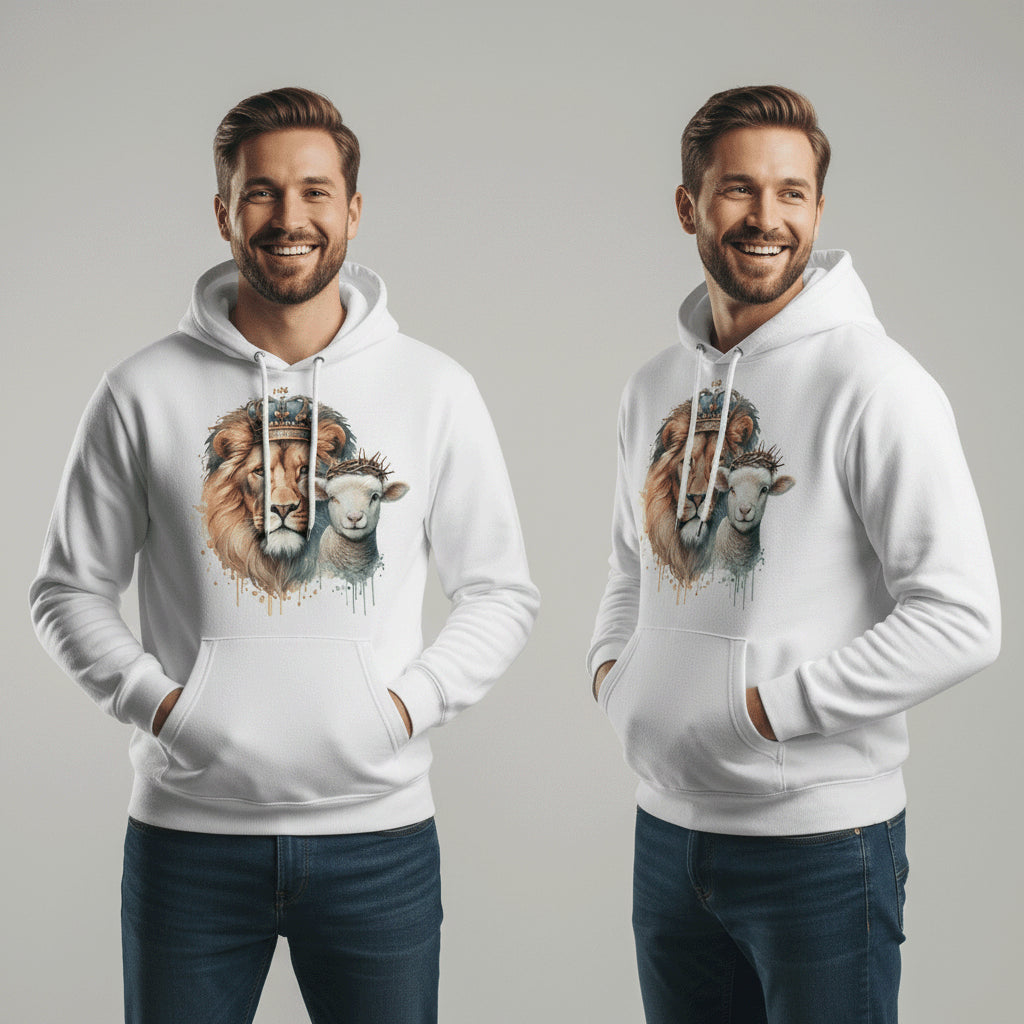 1.Petr 1,19 / Offb 5,5 - Löwe &amp; Lamm - FP - Bio-Superflausch-Hoodie