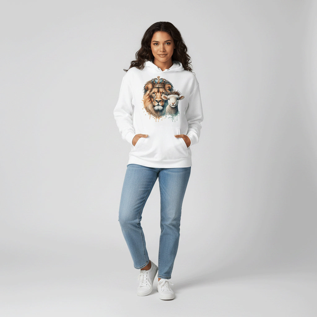 1.Petr 1,19 / Offb 5,5 - Löwe &amp; Lamm - FP - Bio-Superflausch-Hoodie