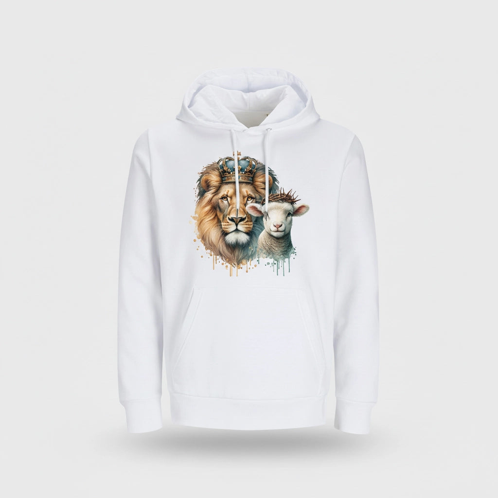 1.Petr 1,19 / Offb 5,5 - Löwe &amp; Lamm - FP - Bio-Superflausch-Hoodie