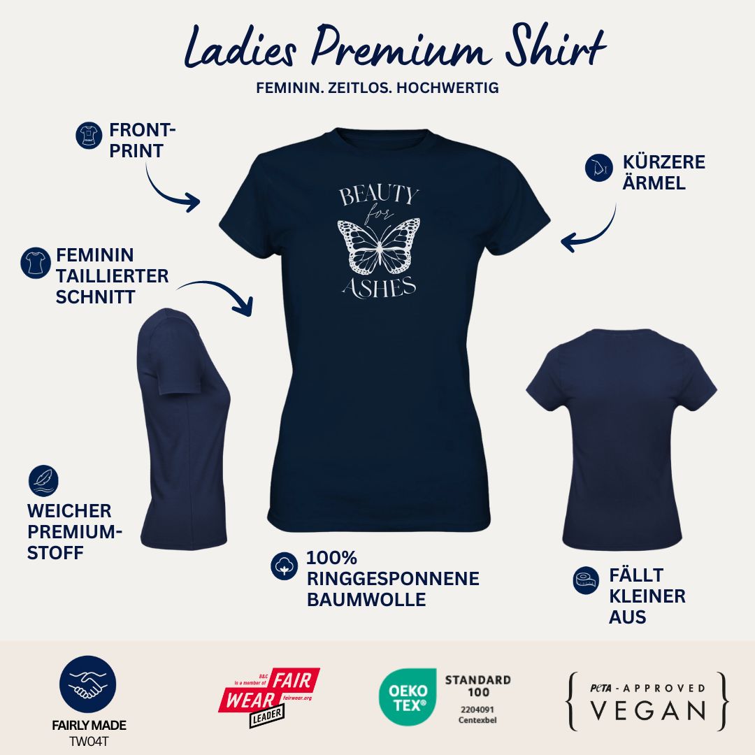 Jes 61,3 - Beauty for Ashes weiß - FP - Ladies Premium Shirt