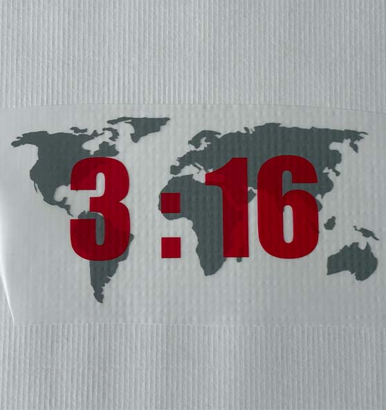 3:16 WORLD - Bügelbild