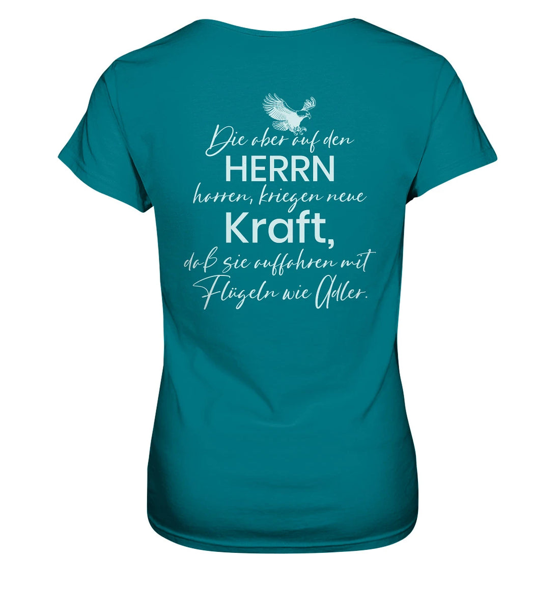 Jes 40,31 - Auffahren mit Flügeln wie Adler - Rückenprint - Ladies Premium Shirt