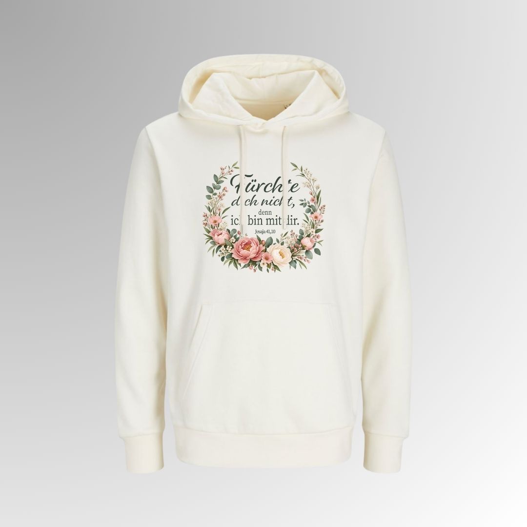 Jesaja 41,10 - Fürchte dich nicht - Floral | Bio-Superflausch-Hoodie