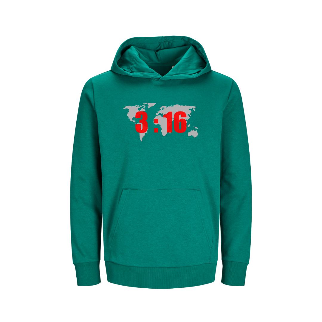 Joh 3,16 - World - FP - Bio-Superflausch-Hoodie