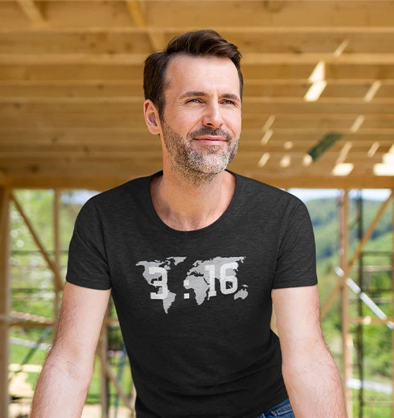 Joh 3,16 - World - weiß - FP - Organic Shirt