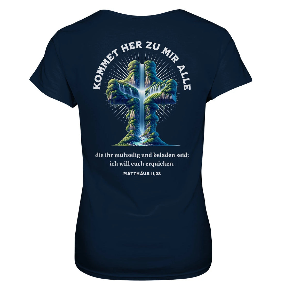 Mt 11,28 - Kommet her - Rückenprint - Ladies Premium Shirt