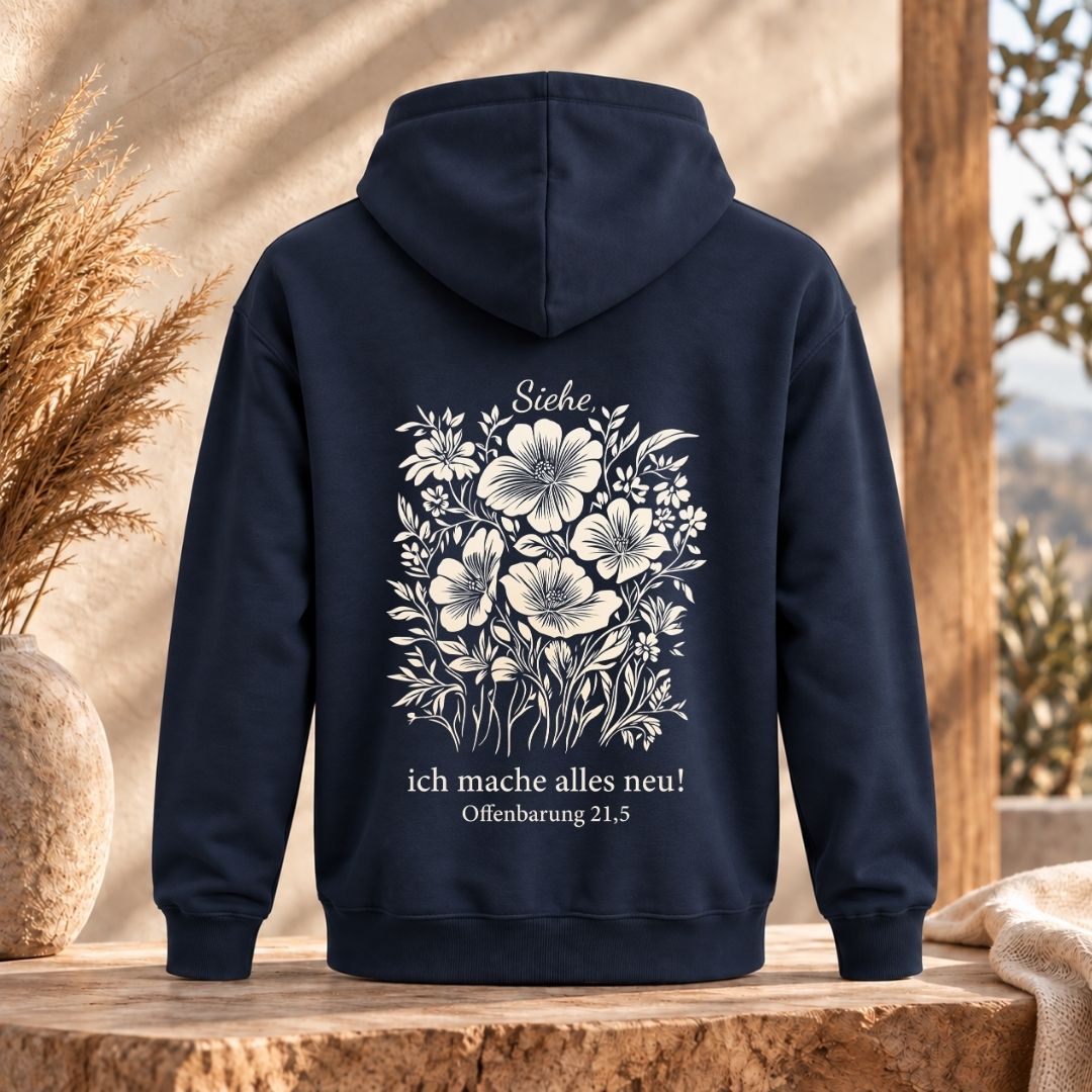Offenbarung 21,5 - Alles neu - floral | Bio-Superflausch-Hoodie