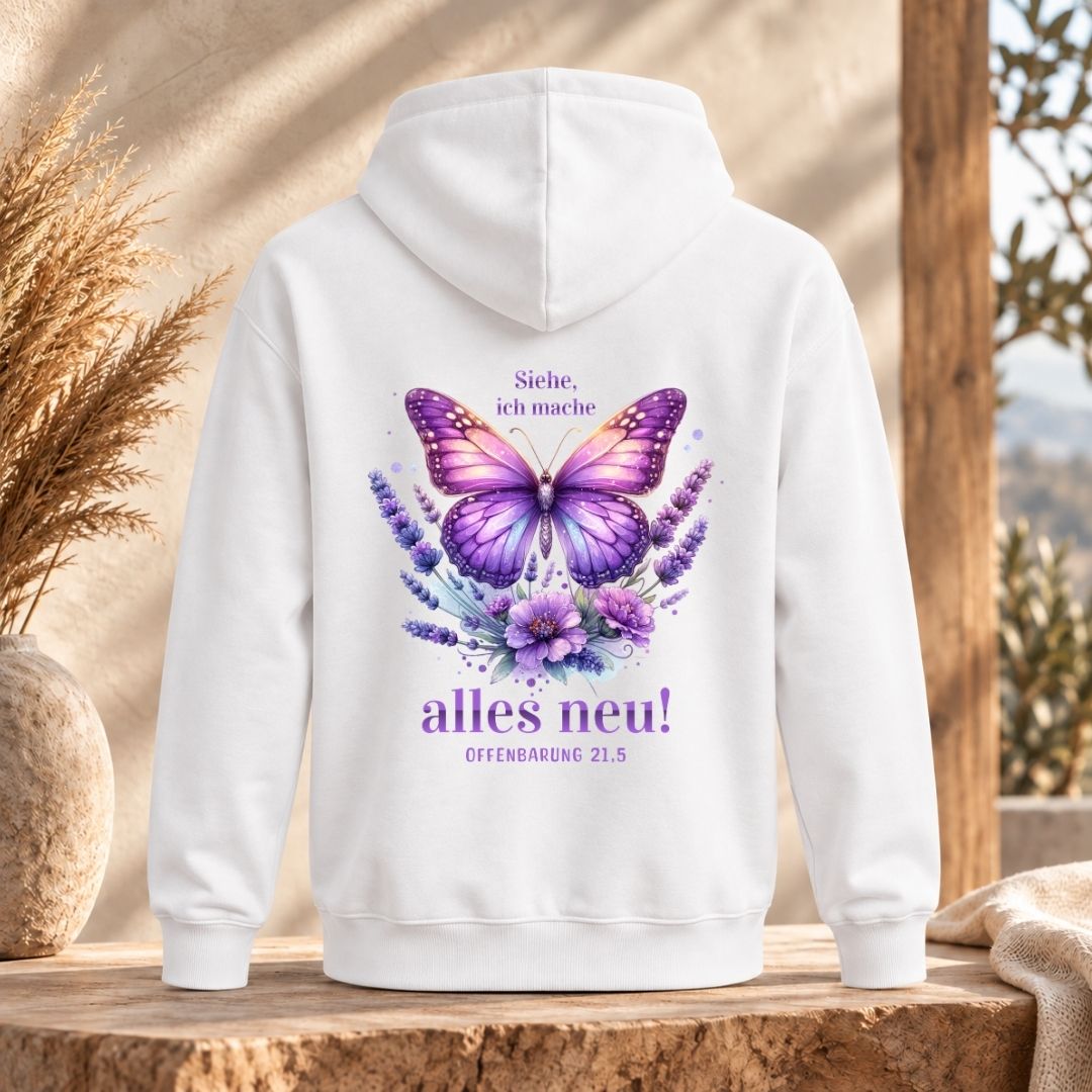 Offenbarung 21,5 - alles neu - Schmetterling | Bio-Superflausch-Hoodie