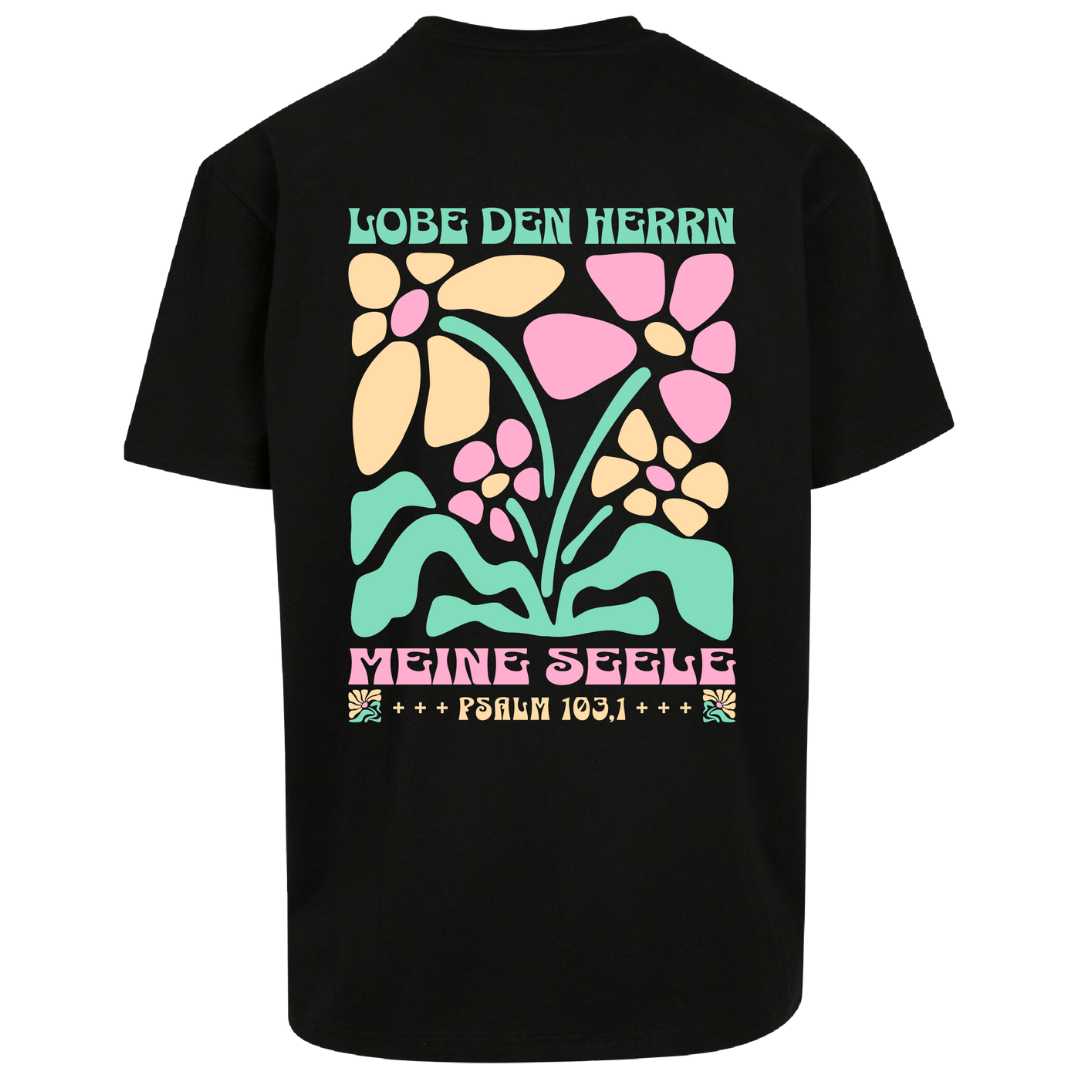 Ps 103,1 - Version 1 - Oversize-Shirt - Retro Flowers -Backprint