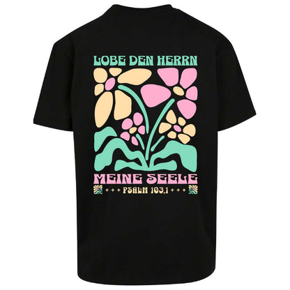 Ps 103,1 - Version 1 - Oversize-Shirt - Retro Flowers -Backprint