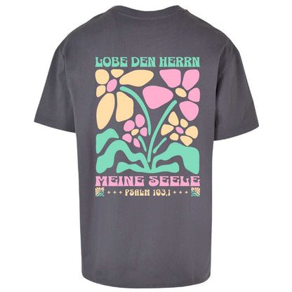 Ps 103,1 - Version 1 - Oversize-Shirt - Retro Flowers -Backprint