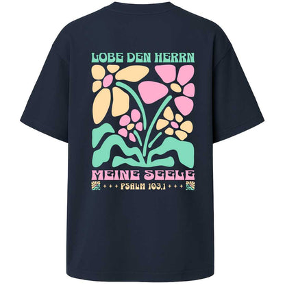 Ps 103,1 - Version 1 - Oversize-Shirt - Retro Flowers -Backprint