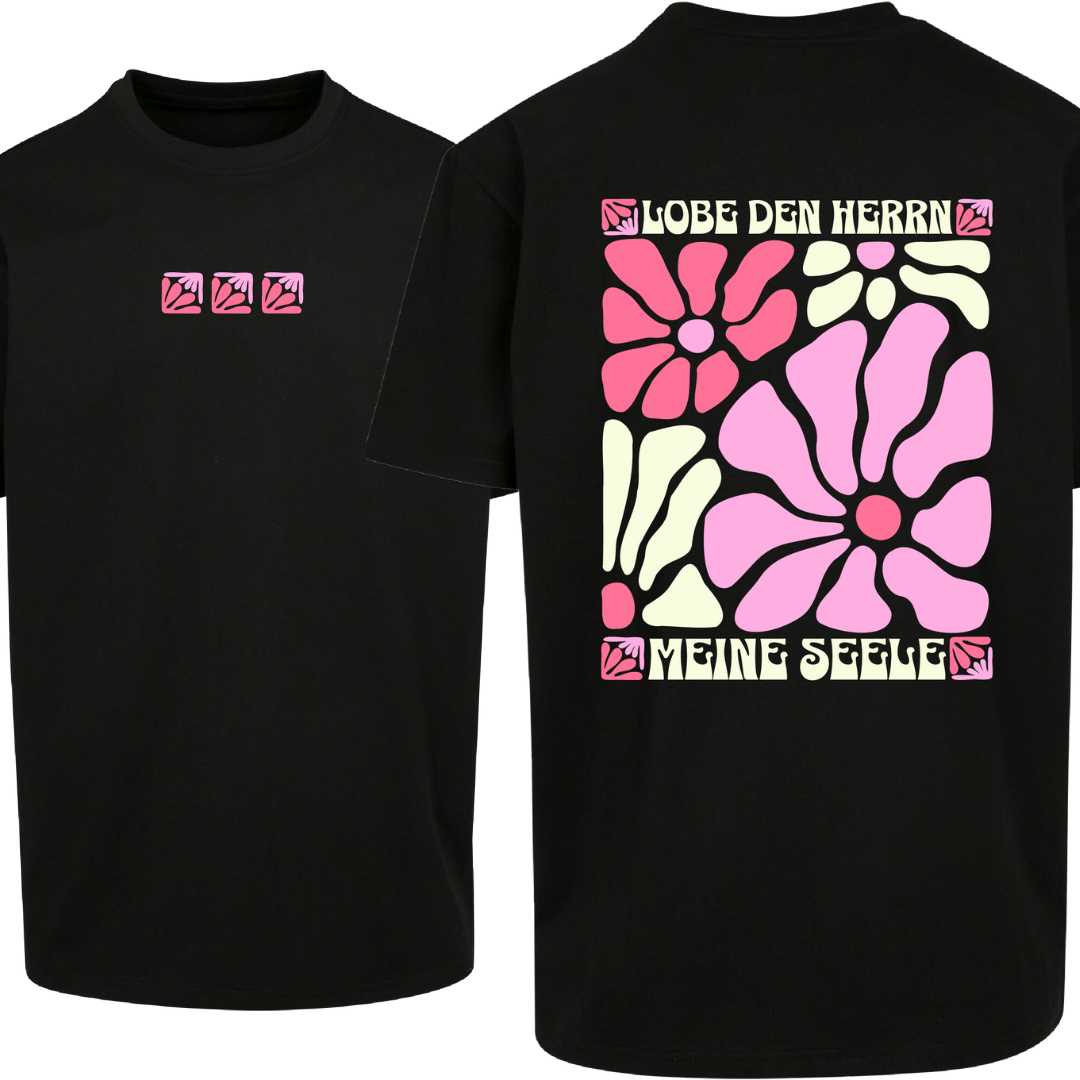 Ps 103,1 - Version 2 - Oversize-Shirt - Retro Flowers - doppelseitiger Druck