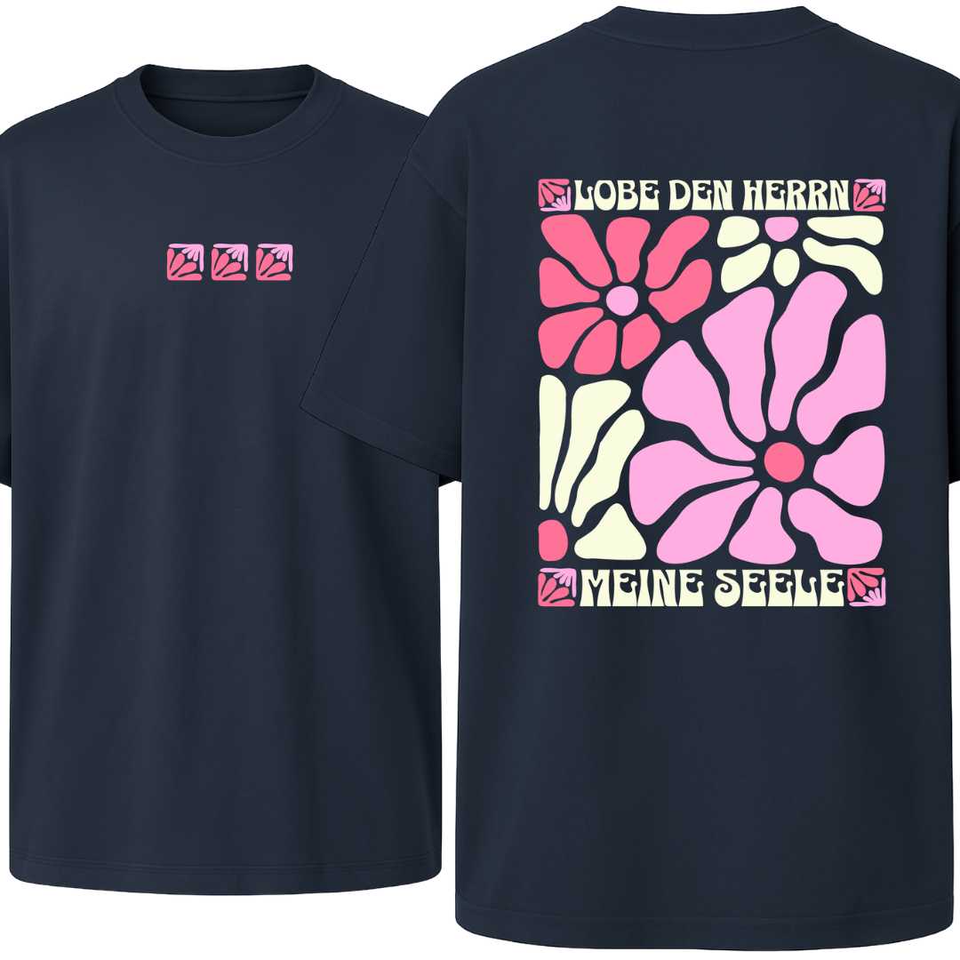 Ps 103,1 - Version 2 - Oversize-Shirt - Retro Flowers - doppelseitiger Druck