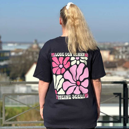 Ps 103,1 - Version 2 - Oversize-Shirt - Retro Flowers - doppelseitiger Druck