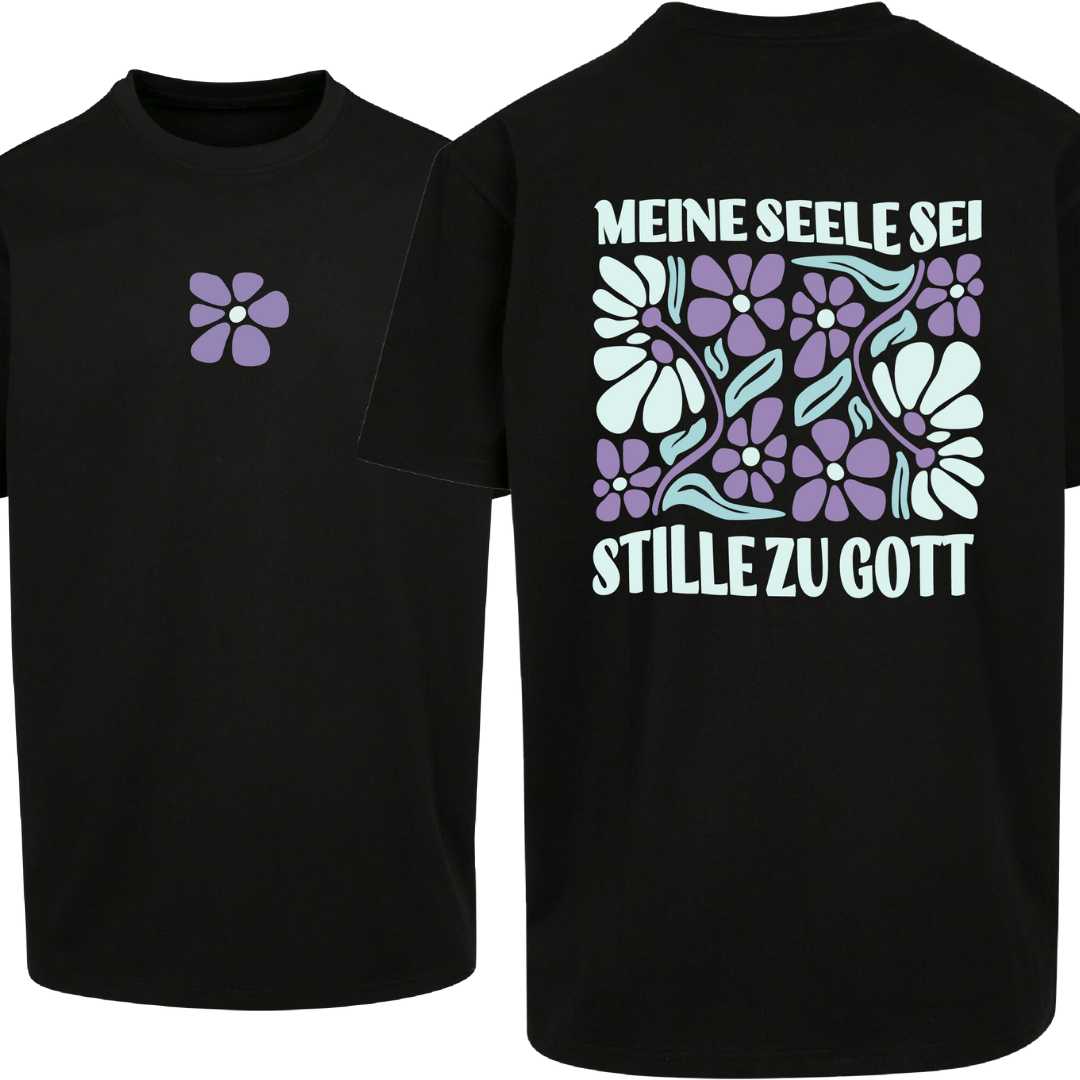 Ps 62,2 - Oversize-Shirt - Retro Flowers - doppelseitiger Druck