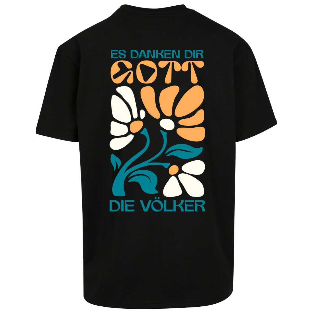 Ps 67,4 - Oversize-Shirt - Retro Flowers - Backprint