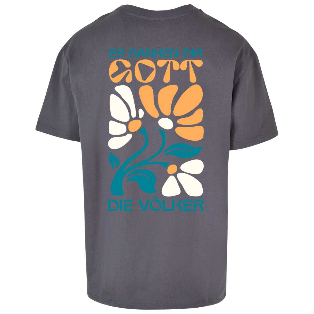 Ps 67,4 - Oversize-Shirt - Retro Flowers - Backprint