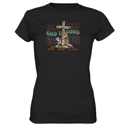 Ps 100,5 - God is good - Kreuz - Brustprint - Ladies Premium Shirt
