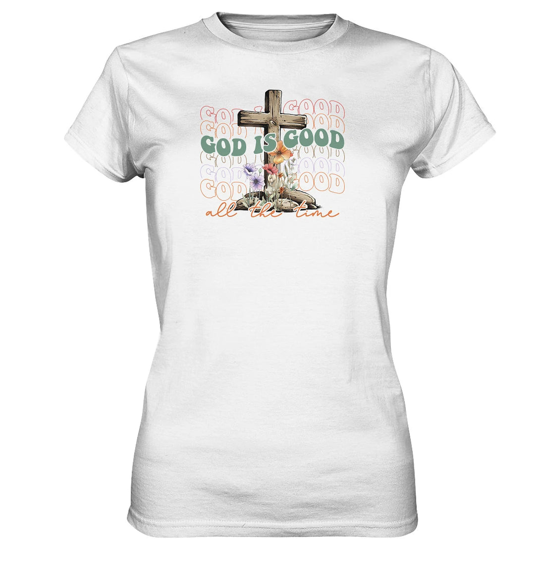 Ps 100,5 - God is good - Kreuz - Brustprint - Ladies Premium Shirt