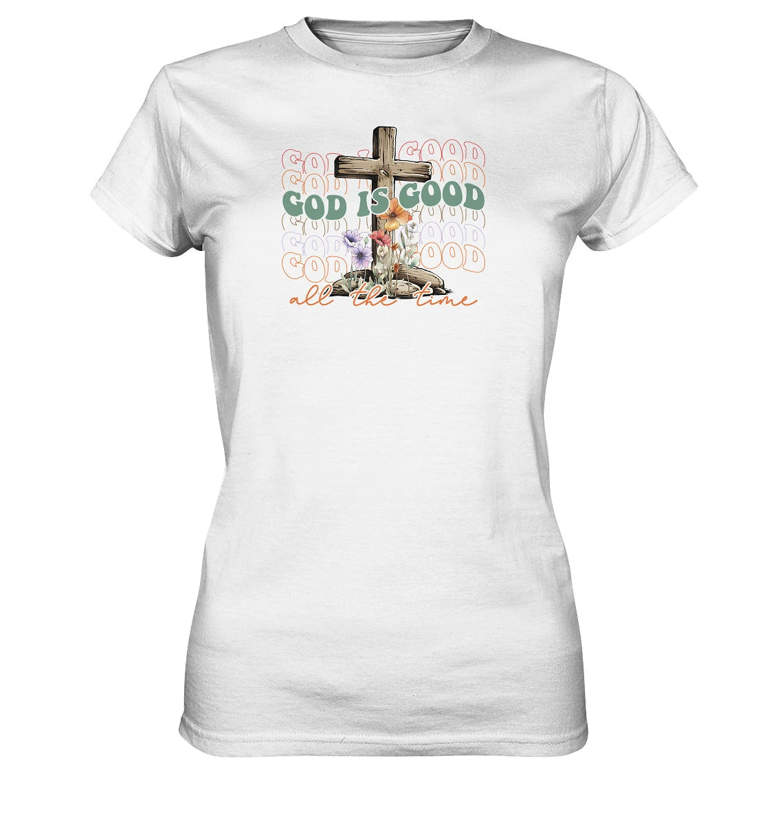 Ps 100,5 - God is good - Kreuz - Brustprint - Ladies Premium Shirt