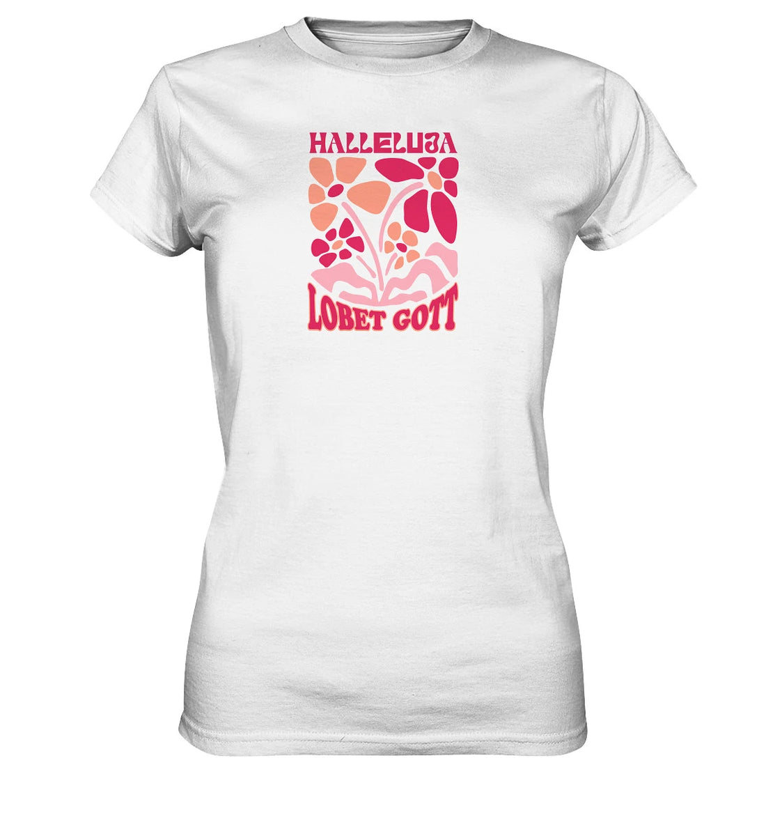 Ps 150,1 - Version 1 - Retro Flowers - Brustprint - Ladies Premium Shirt