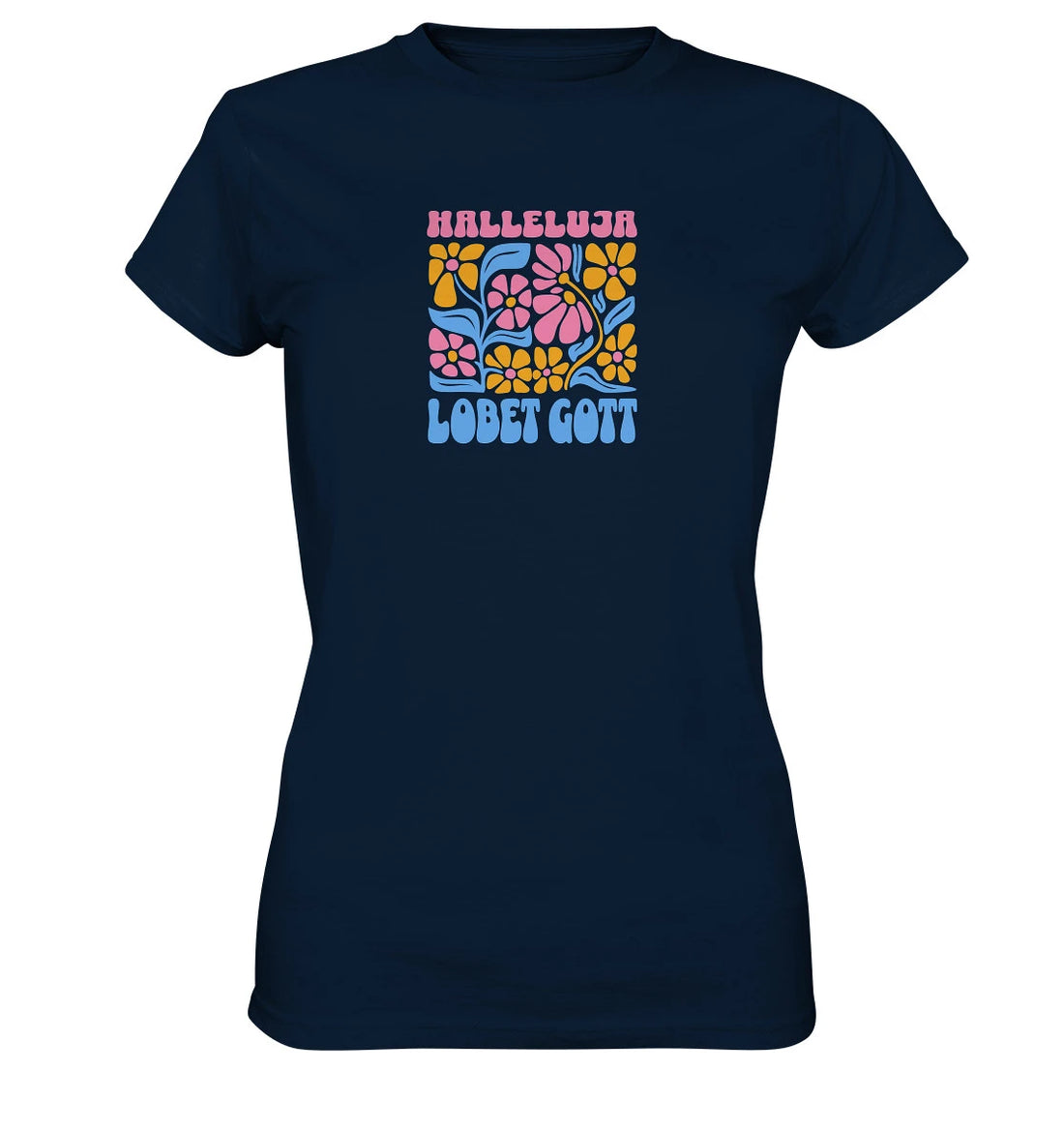 Ps 150,1 - Version 2 - Retro Flowers - Brustprint - Ladies Premium Shirt