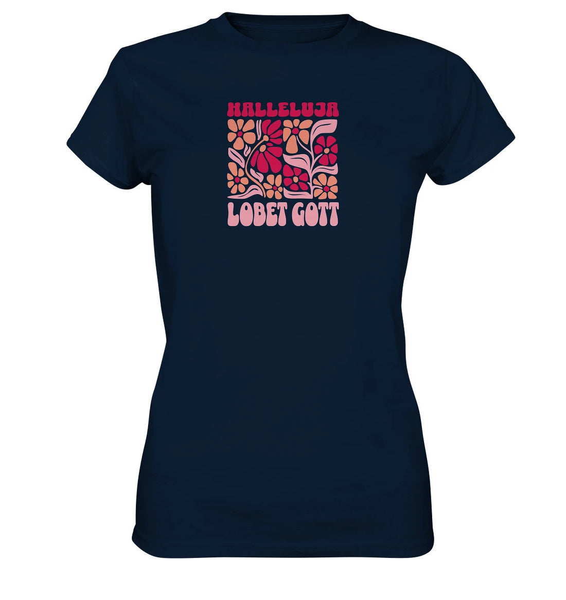 Ps 150,1 - Version 3 - Retro Flowers - Brustprint - Ladies Premium Shirt