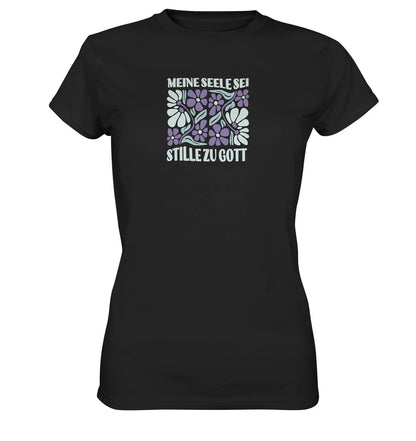 Ps 62,2 - Retro Flowers - Brustprint - Ladies Premium Shirt