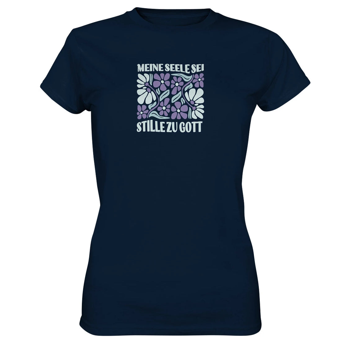 Ps 62,2 - Retro Flowers - Brustprint - Ladies Premium Shirt