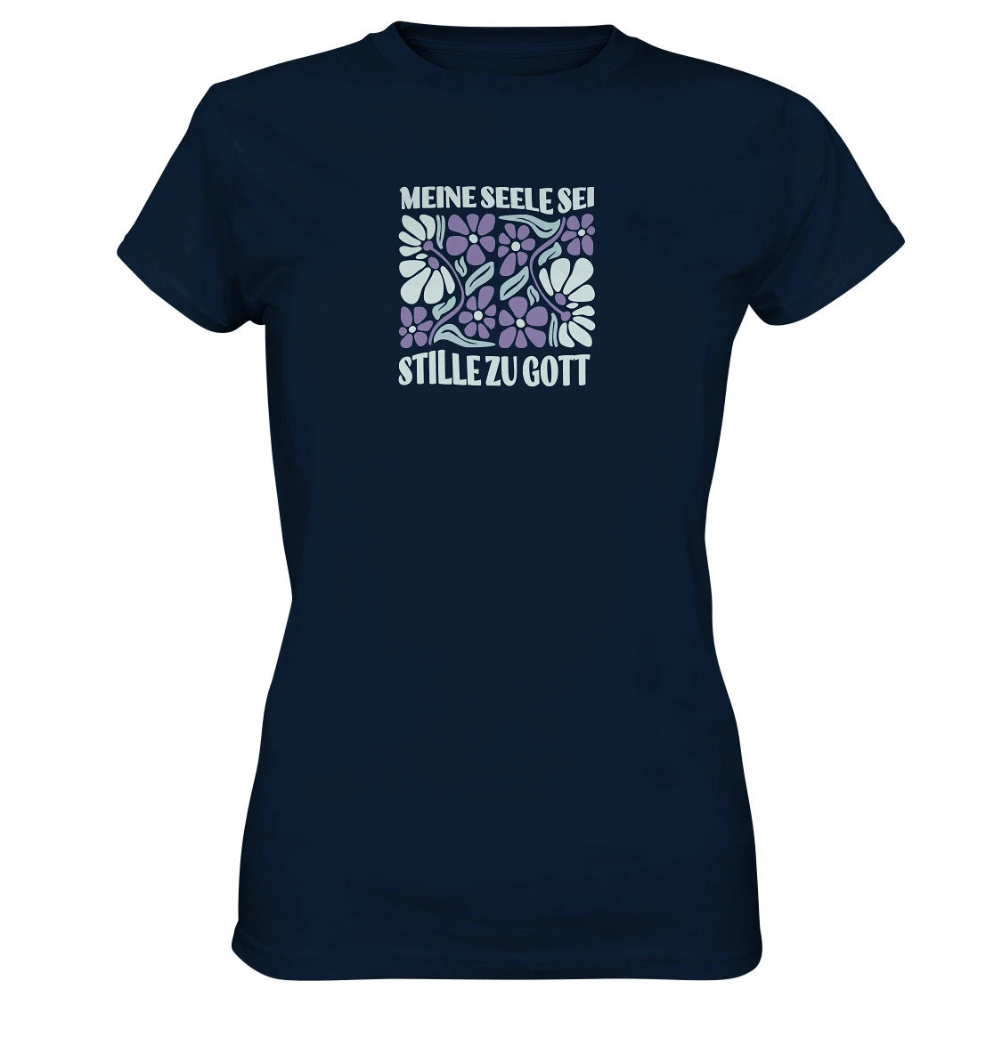 Ps 62,2 - Retro Flowers - Brustprint - Ladies Premium Shirt