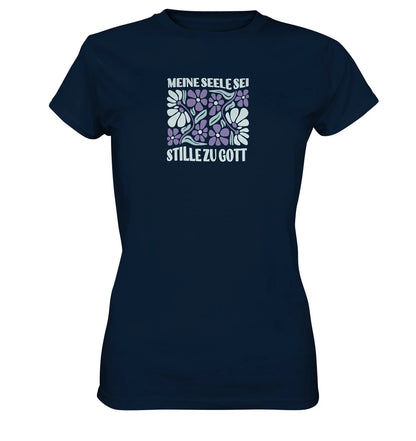 Ps 62,2 - Retro Flowers - Brustprint - Ladies Premium Shirt
