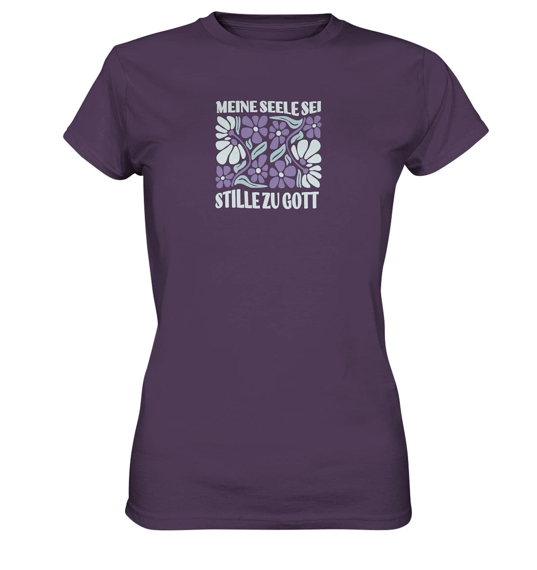 Ps 62,2 - Retro Flowers - Brustprint - Ladies Premium Shirt