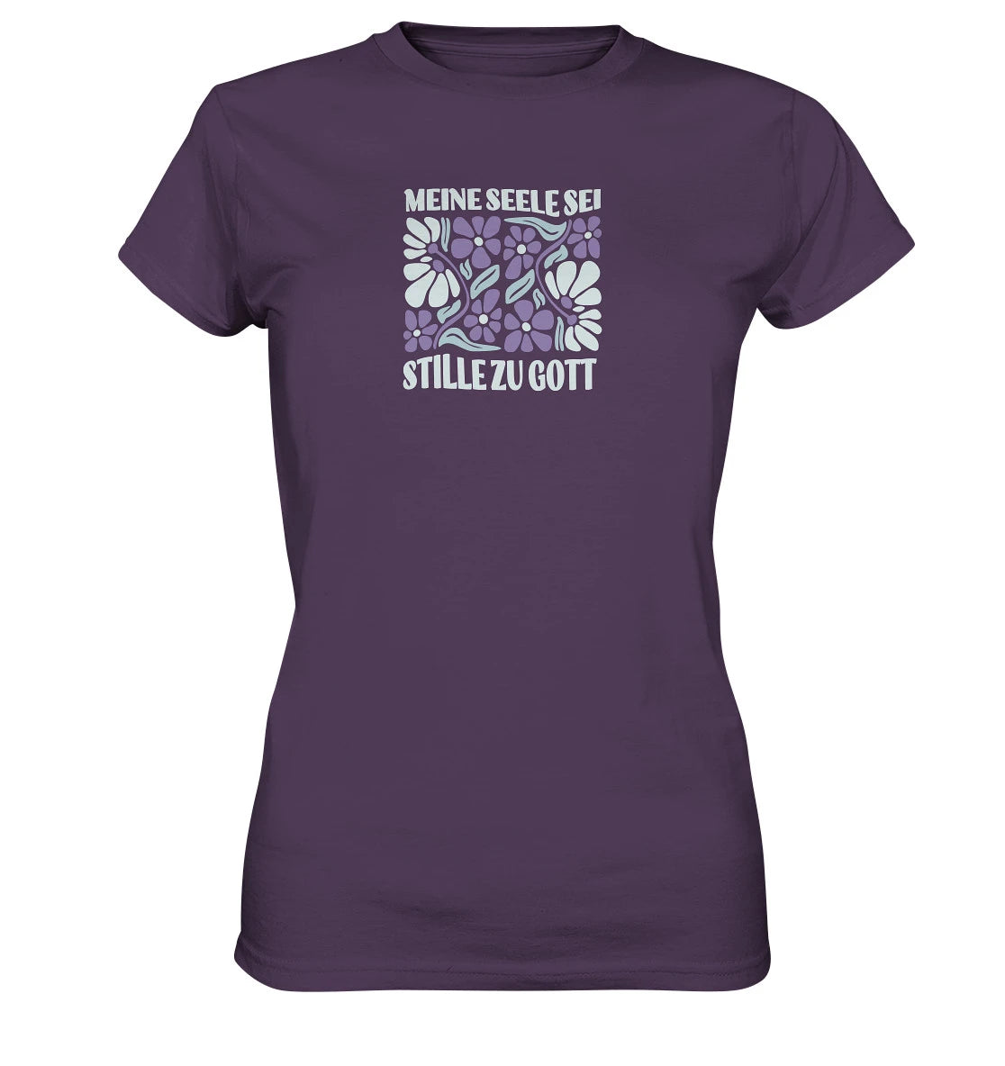 Ps 62,2 - Retro Flowers - Brustprint - Ladies Premium Shirt