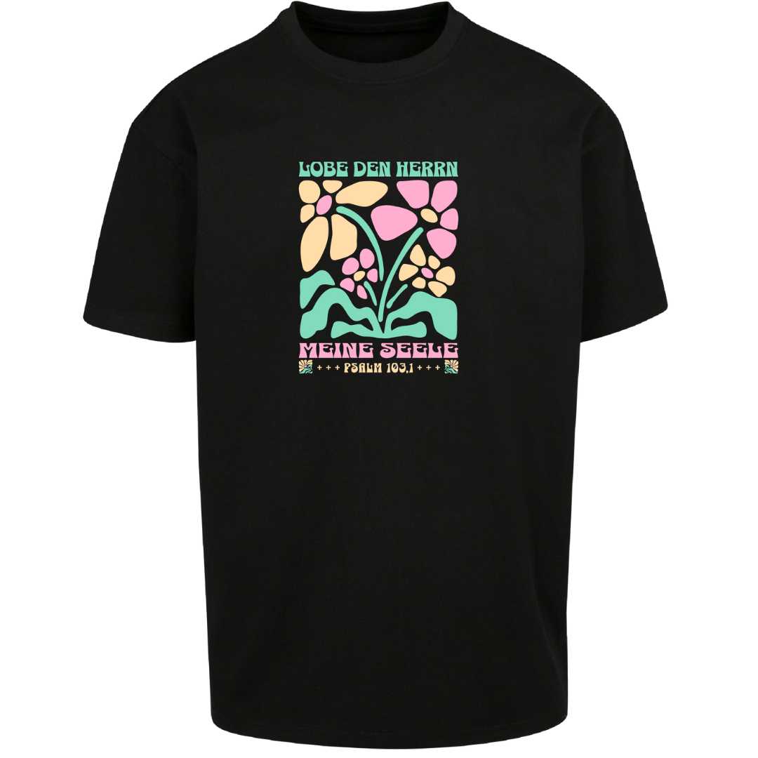 Ps 103,1 - Version 1 - Oversize-Shirt - Retro Flowers - Frontprint