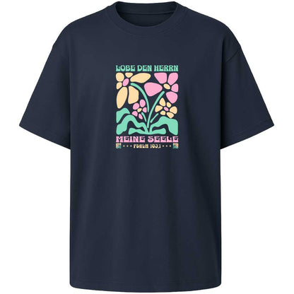 Ps 103,1 - Version 1 - Oversize-Shirt - Retro Flowers - Frontprint