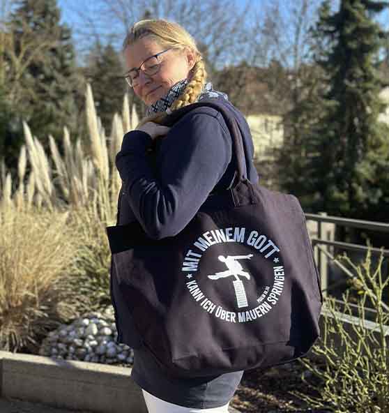 Ps 18,30 - Über Mauern springen - Shoppertasche