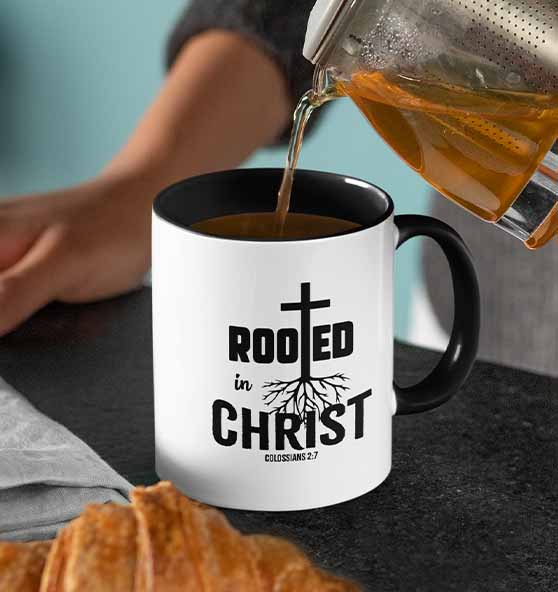 Kol 2,7 - Rooted in Christ - Tasse zweifarbig