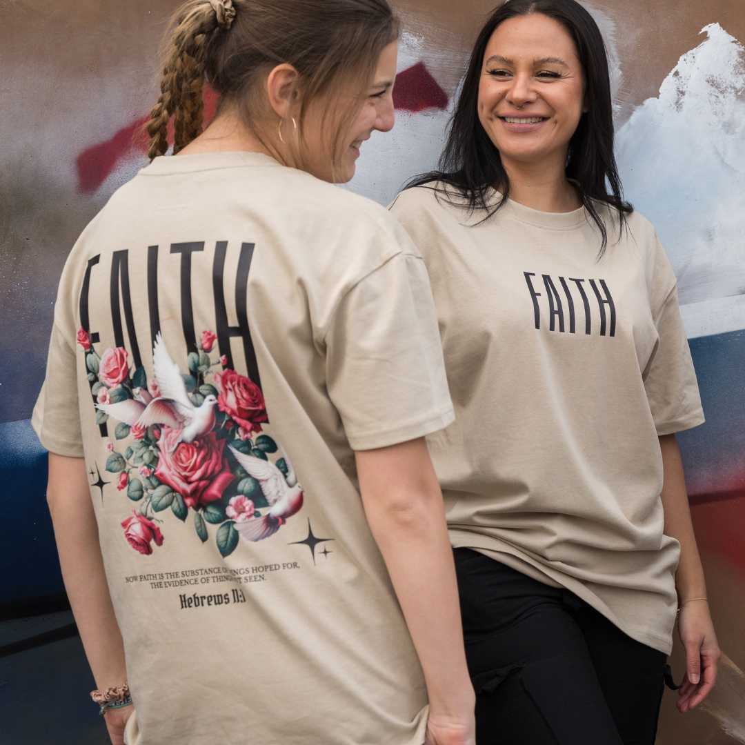Hebr 11,1 - FAITH - Oversize-Shirt - doppelseitiger Druck